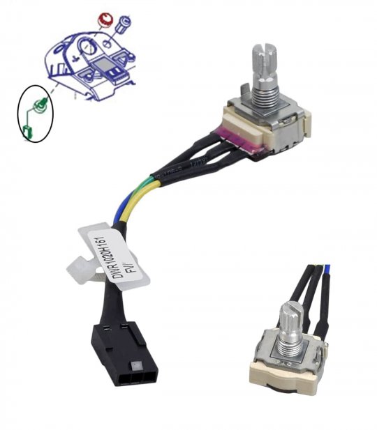 Potentiomètre avec connecteur pour le scooter senior PMR Practicomfort Beaufort 4, 5, 6, 10, 13, Cyclone 22 et Hurricane 25, 30