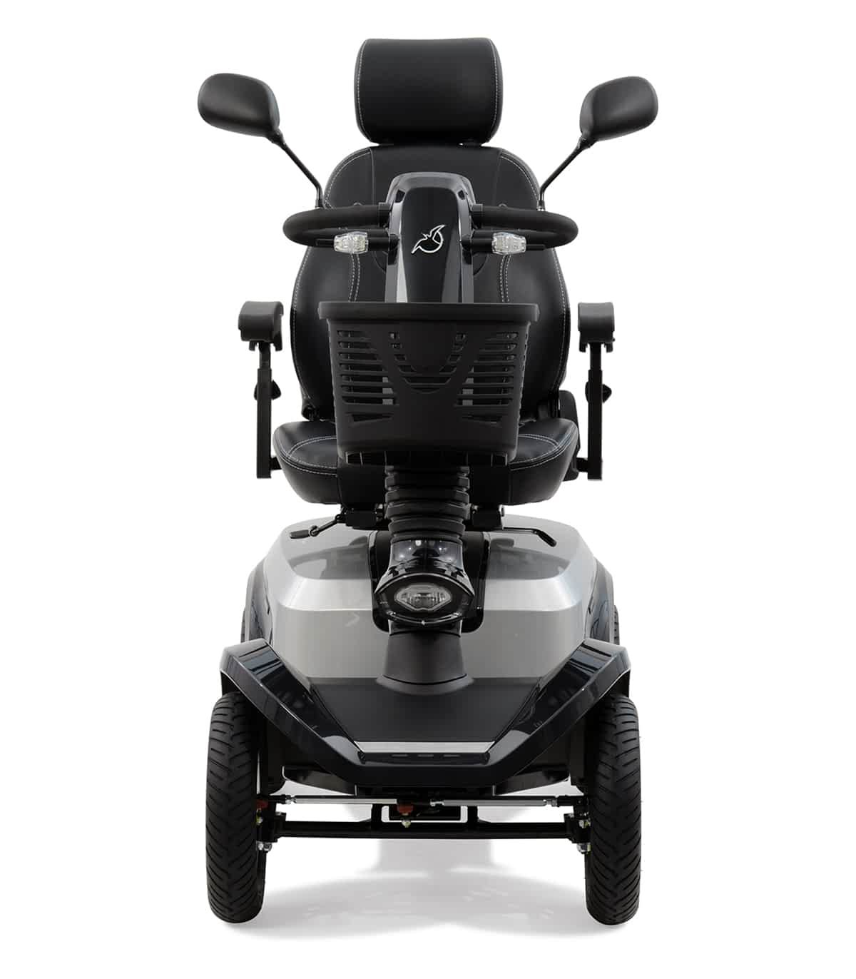 Vue avant du scooter électrique handicapé PMR Life & Mobility Presto en gris