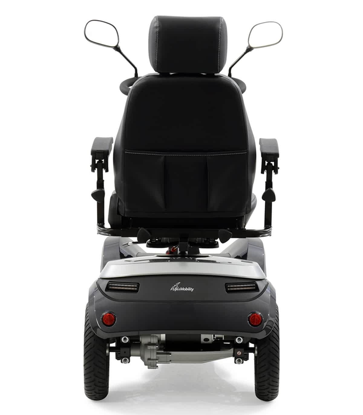 Vue arrière du scooter électrique handicapé PMR Life & Mobility Presto en gris