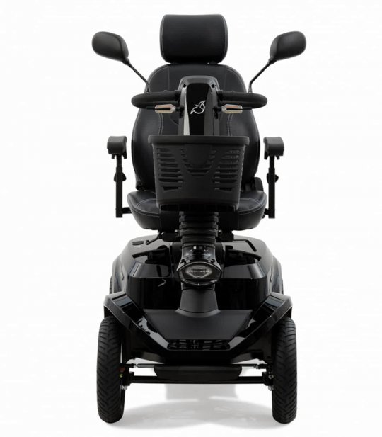 Vue avant du scooter électrique handicapé PMR Life & Mobility Presto S en noir
