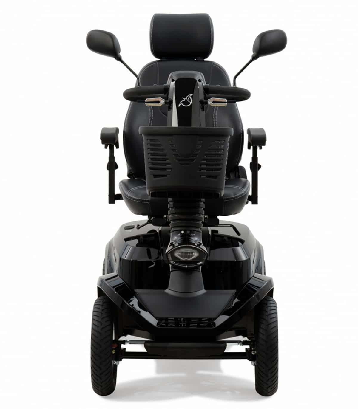 Vue avant du scooter électrique handicapé PMR Life & Mobility Presto S en noir