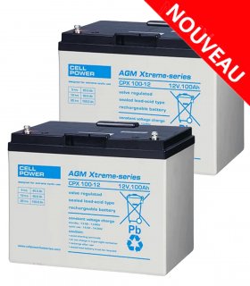 Deux batteries Cellpower CPX 100Ah pour scooter électrique senior, personne handicapée ou de mobilité réduite PMR
